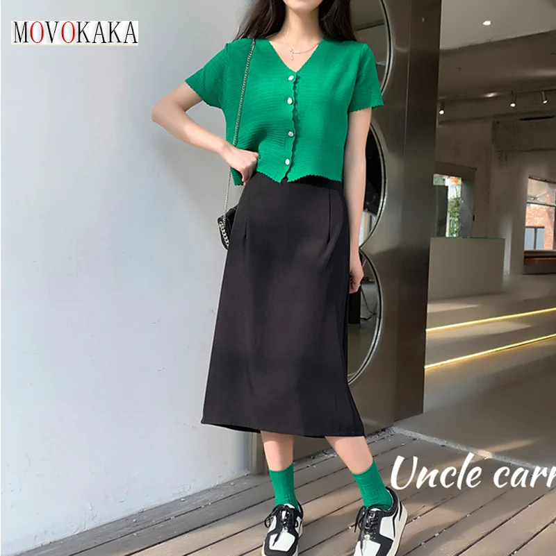 MOVOKAKA Ladies Spring Summer Black Mid Skirts High Waist Solid Color Casual Skirt Women Elegant Vintage Rear Split Skirts Woman
MOVOKAKA Ladies Spring Summer Black Mid Skirts High Waist Solid Color Casual Skirt Women Elegant Vintage Rear Split Skirts Woman