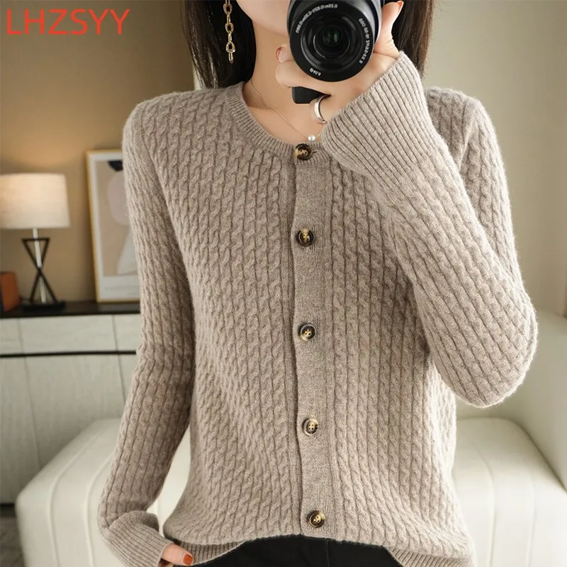 LHZSYY Women's Jackets 100% Pure Wool Cardigan Twists Shirt Loose Sweater Spring Autumn Cashmere Knit Top Round Neck Casual Coat
LHZSYY Women's Jackets 100% Pure Wool Cardigan Twists Shirt Loose Sweater Spring Autumn Cashmere Knit Top Round Neck Casual Coat