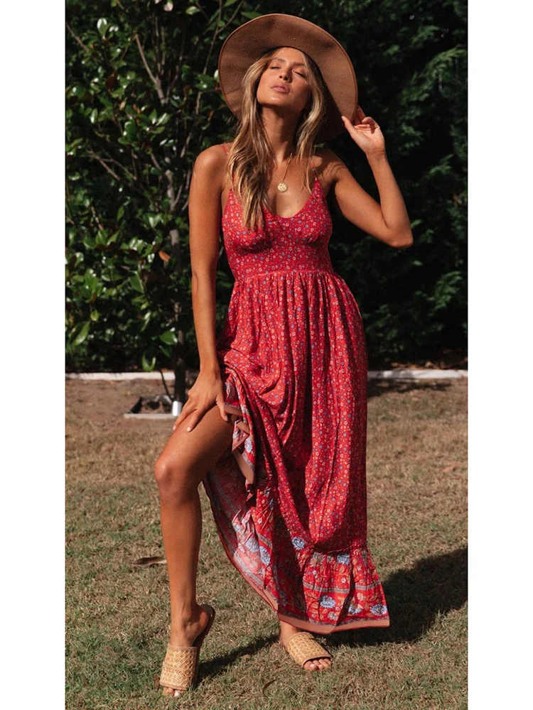Floral Print Boho Dress Summer 2022 Strapless Loose Fit V Neck Sexy Robe Swing Skirt Flowy Bohemian Sling Maxi Dresses
Floral Print Boho Dress Summer 2022 Strapless Loose Fit V Neck Sexy Robe Swing Skirt Flowy Bohemian Sling Maxi Dresses