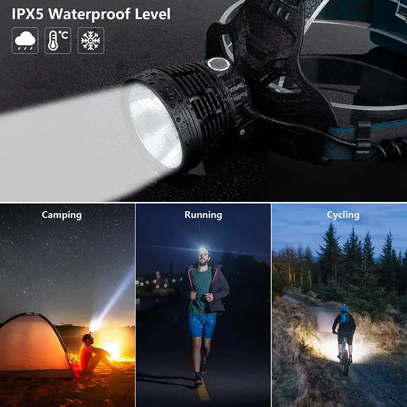 

Free shipping Rechargeable Headlamps for Adults, 90000 Lumen Super Bright Headlamp Flashlight 90°Adjustable 4 Modes IPX5 Waterp