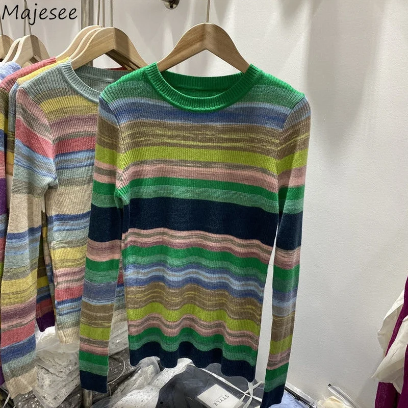 Sweater Pullovers Women Colorful Simple Lovely Striped Young Ladies All-match Spring Fit Clothing New Arrival Korean Style Chic
Sweater Pullovers Women Colorful Simple Lovely Striped Young Ladies All-match Spring Fit Clothing New Arrival Korean Style Chic
