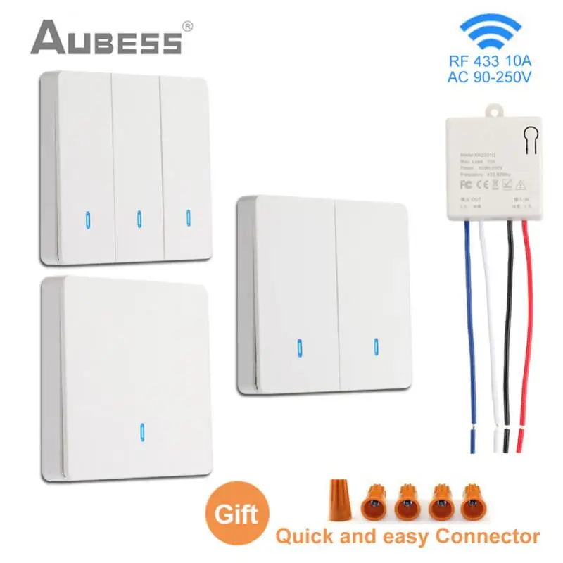 433Mhz Wireless Switch Smart Switch RF Wall Panel Switch Universal Breaker 90V-250V RF Relay Receiver Led Light Lamp Fan Switch
433Mhz Wireless Switch Smart Switch RF Wall Panel Switch Universal Breaker 90V-250V RF Relay Receiver Led Light Lamp Fan Switch