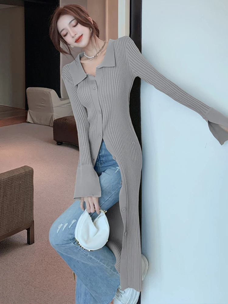 Winter Women Lapel Knitting Dress Ladies Casual Slim Fit Cardigan Dress Female Single Breasted Mid-calf Folds Vestido Feminino
Winter Women Lapel Knitting Dress Ladies Casual Slim Fit Cardigan Dress Female Single Breasted Mid-calf Folds Vestido Feminino