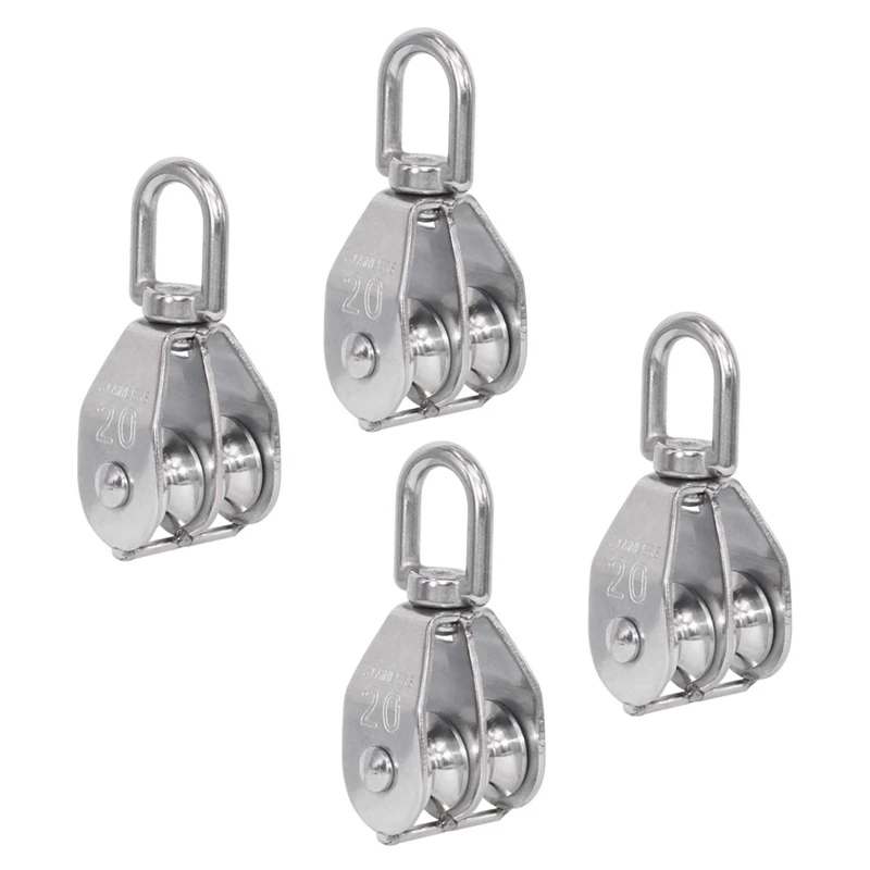 4X M20 Double Pulley Stainless Steel Wire Rope Crane Double Wheel Swivel Lifting Rope Pulley Block
4X M20 Double Pulley Stainless Steel Wire Rope Crane Double Wheel Swivel Lifting Rope Pulley Block