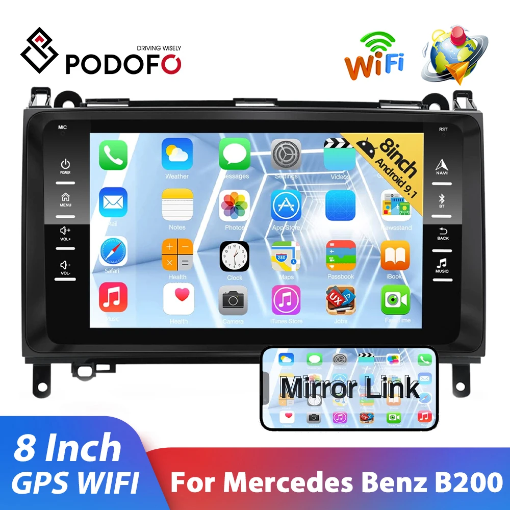 Автомагнитола Podofo мультимедийный плеер на Android 10 с радио для Mercedes Benz B200 Sprinter W906 W639
