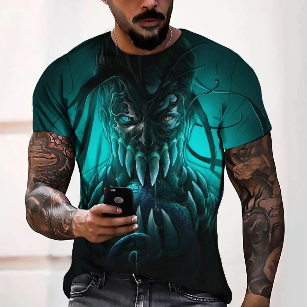 2022 Summer Men's T-Shirt 3D Strange Tooth Print Top Horror Harajuku T-Shirt Short Sleeve Oversized Clothes 5XL Casual Anime Tee
2022 Summer Men's T-Shirt 3D Strange Tooth Print Top Horror Harajuku T-Shirt Short Sleeve Oversized Clothes 5XL Casual Anime Tee