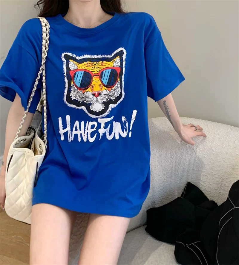 Cartoon Print O-Neck Short Sleeve T-shirt Women 2022 Summer Loose Casual Blue White T-shirt Tee Fashion T shirts Top For Women
Cartoon Print O-Neck Short Sleeve T-shirt Women 2022 Summer Loose Casual Blue White T-shirt Tee Fashion T shirts Top For Women