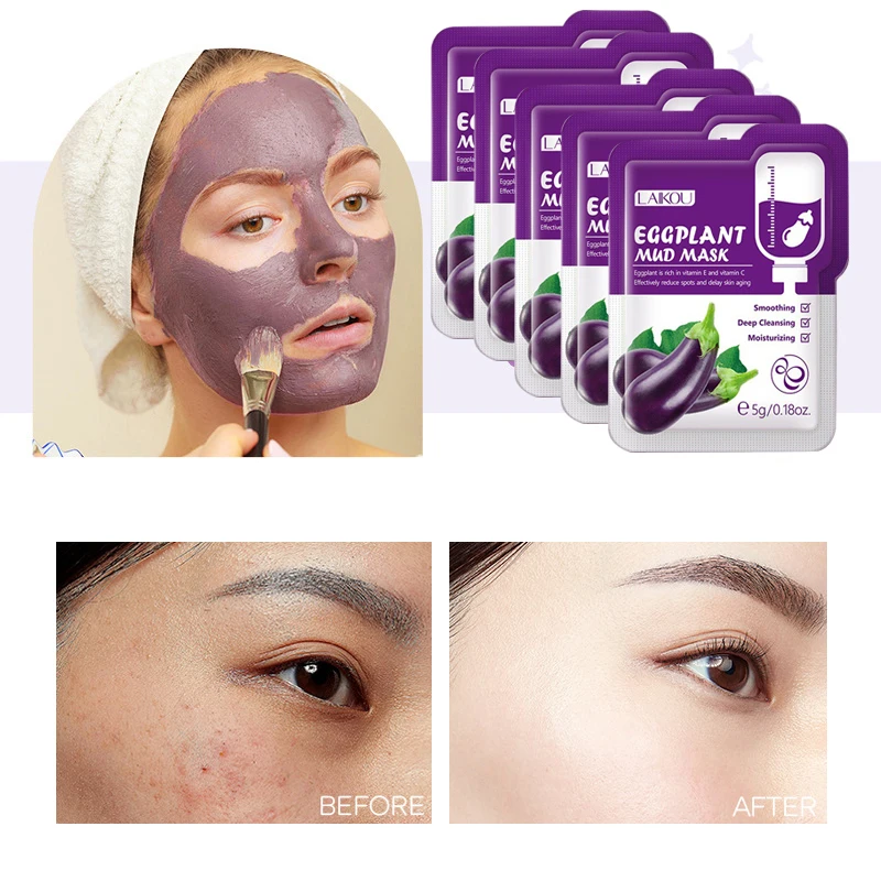 5Pcs Eggplant Mud Mask Deep Cleansing Face Acne Treatment Skin Care Clay Pimple Blackhead Remove Facial Moisturizing Cosmetics
5Pcs Eggplant Mud Mask Deep Cleansing Face Acne Treatment Skin Care Clay Pimple Blackhead Remove Facial Moisturizing Cosmetics