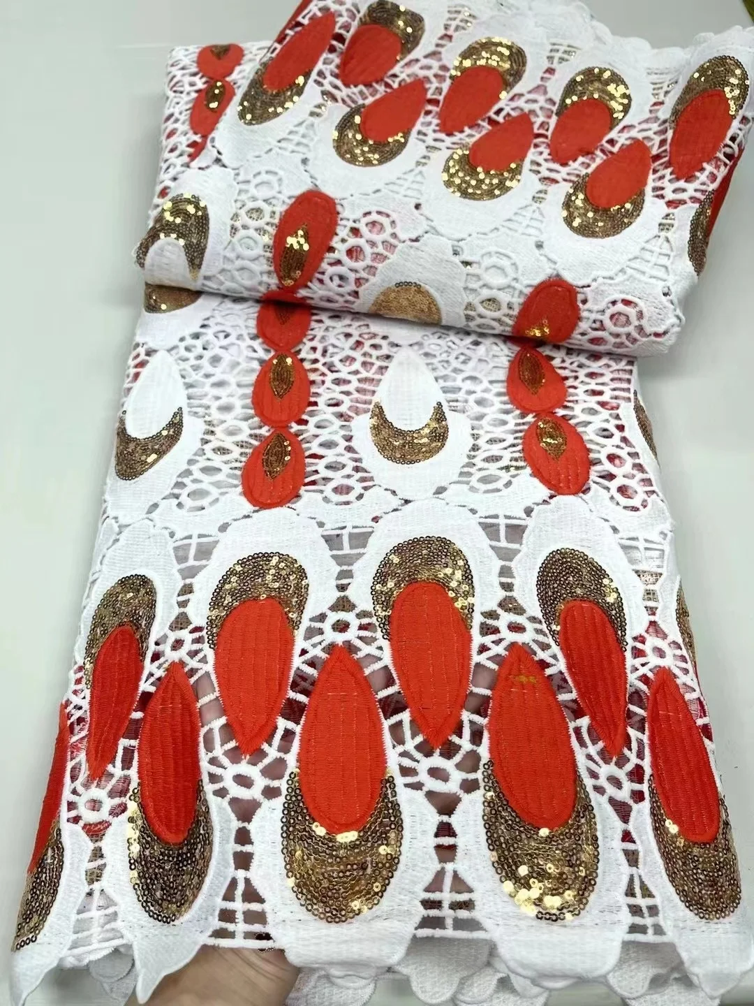 white red Hot Sale African Cord Lace Fabric 5 Yards 2022 High Quality Water Soluble Nigerian Guipure Cord Lace For Wedding
white red Hot Sale African Cord Lace Fabric 5 Yards 2022 High Quality Water Soluble Nigerian Guipure Cord Lace For Wedding