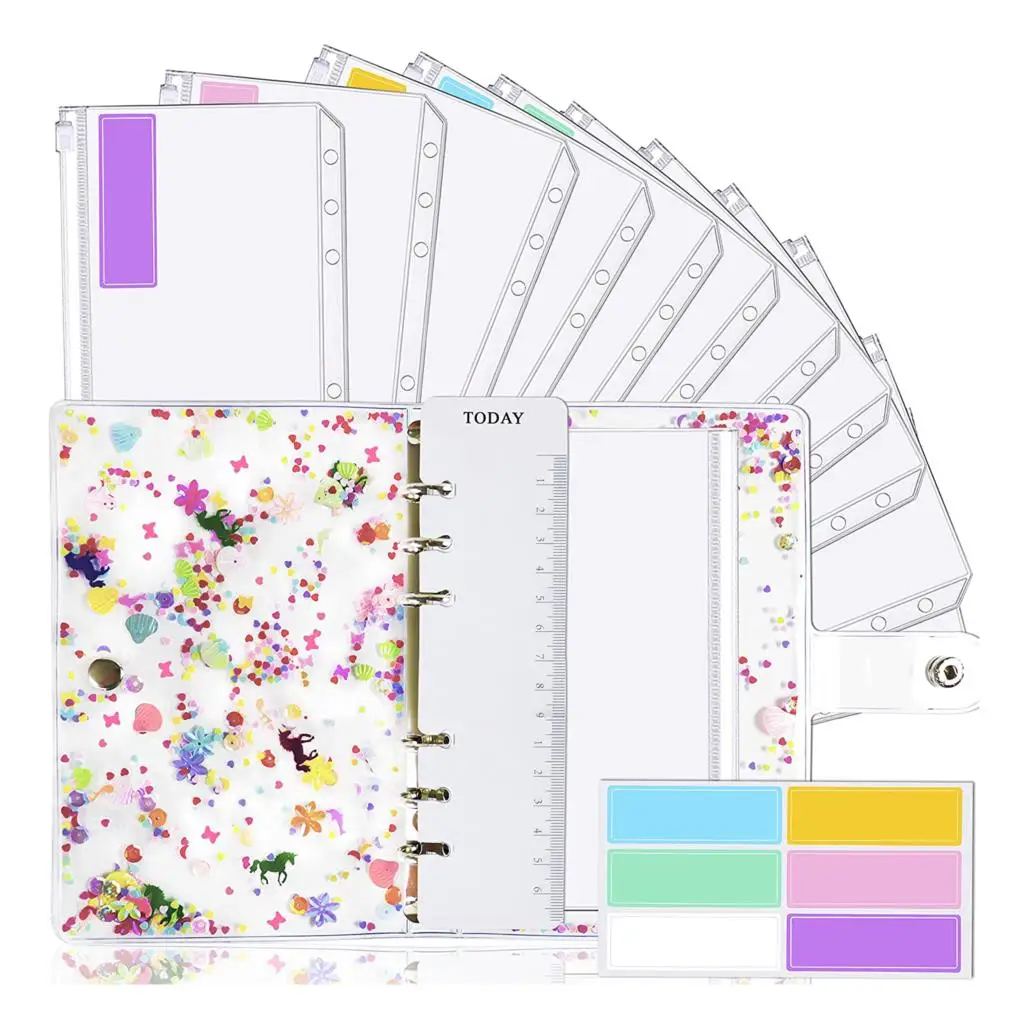 15 Pieces A6 Binder Cover and 12 Clear Binder Pockets Cash Envelope Wallet, Colored Labels,Money Planner Organizer for Budgeting
15 Pieces A6 Binder Cover and 12 Clear Binder Pockets Cash Envelope Wallet, Colored Labels,Money Planner Organizer for Budgeting