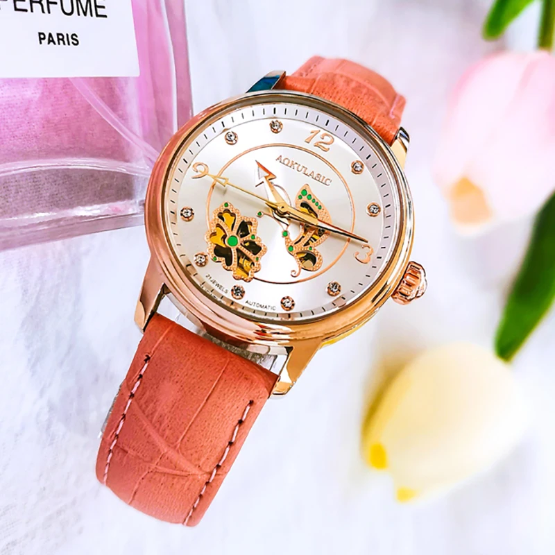 AOKULASIC Luxury Woman Watches Automatic Mechanical Leather Wristwatch Female Fashion Dress Business New Ladies Clock Bracelet
AOKULASIC Luxury Woman Watches Automatic Mechanical Leather Wristwatch Female Fashion Dress Business New Ladies Clock Bracelet