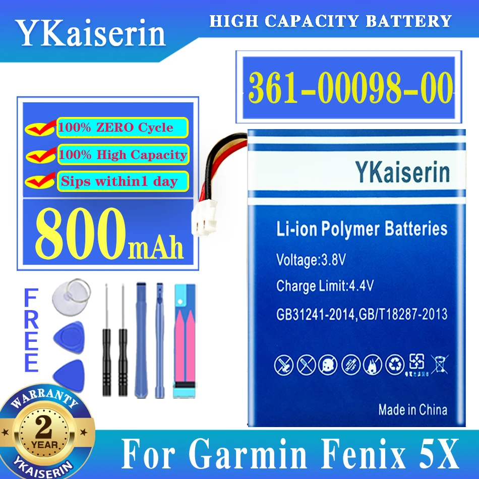 Аккумулятор для часов ykaisсеребрин 361-00098-00 для Garmin Fenix 5X, сменный аккумулятор 800 мАч + Бесплатные инструменты
Аккумулятор для часов ykaisсеребрин 361-00098-00 для Garmin Fenix 5X, сменный аккумулятор 800 мАч + Бесплатные инструменты