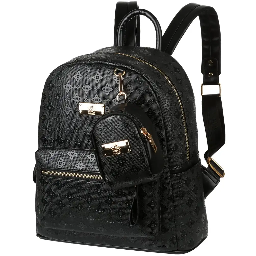 Women Backpack 2 in 1 PU Leather Shoulders Bag Chic School Bags Portable Travel Daypack with Hanging Pouch, Black
Women Backpack 2 in 1 PU Leather Shoulders Bag Chic School Bags Portable Travel Daypack with Hanging Pouch, Black
