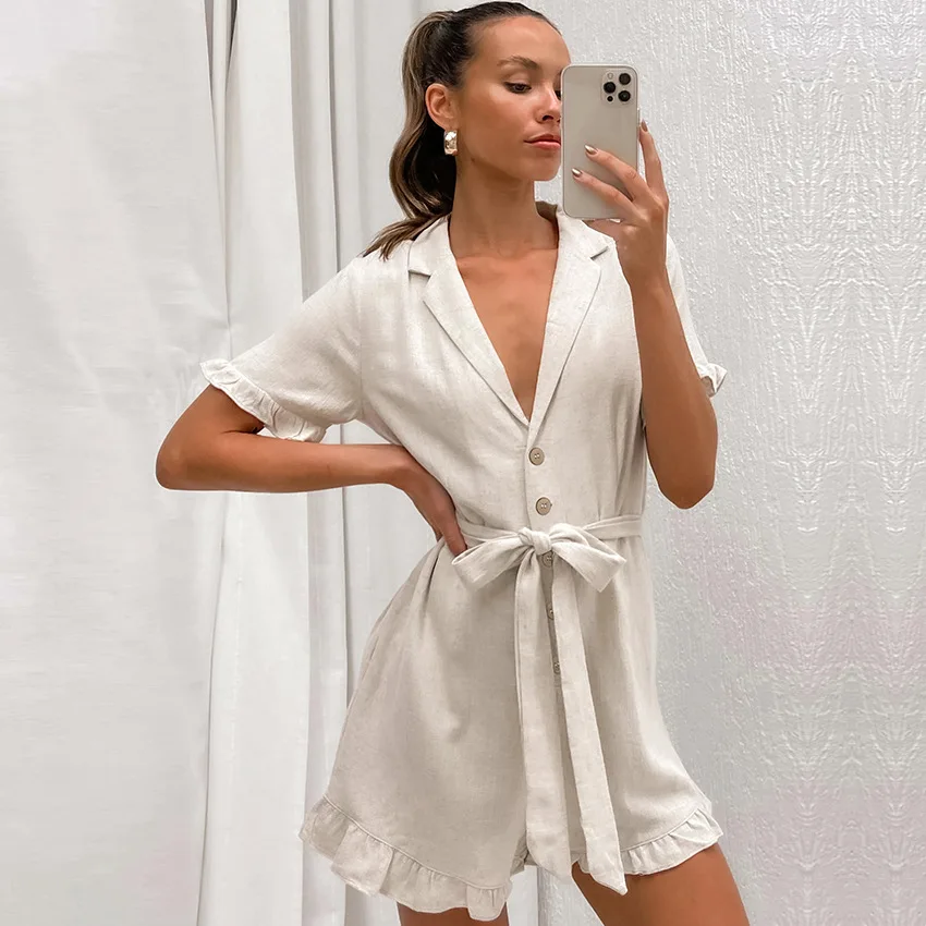 Rompers Womens Jumpsuit New Khaki Suit Collar Versatile Commuter Lace Up Jumpsuit Summer Fashion Womens Playsuit
Rompers Womens Jumpsuit New Khaki Suit Collar Versatile Commuter Lace Up Jumpsuit Summer Fashion Womens Playsuit