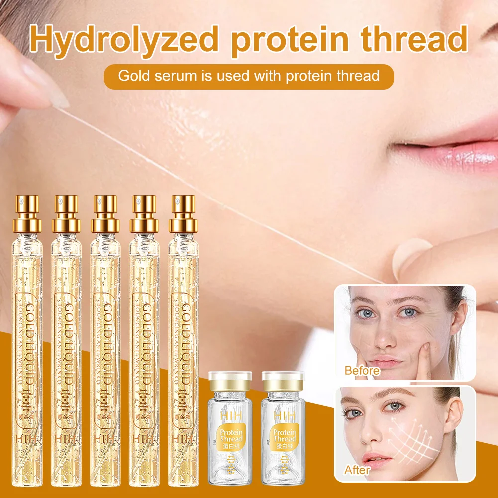 24K Gold Face Serum Active Collagen Silk Thread Facial Essence Anti-Aging Smoothing Firming Moisturizing Hyaluronic Skin Care
24K Gold Face Serum Active Collagen Silk Thread Facial Essence Anti-Aging Smoothing Firming Moisturizing Hyaluronic Skin Care