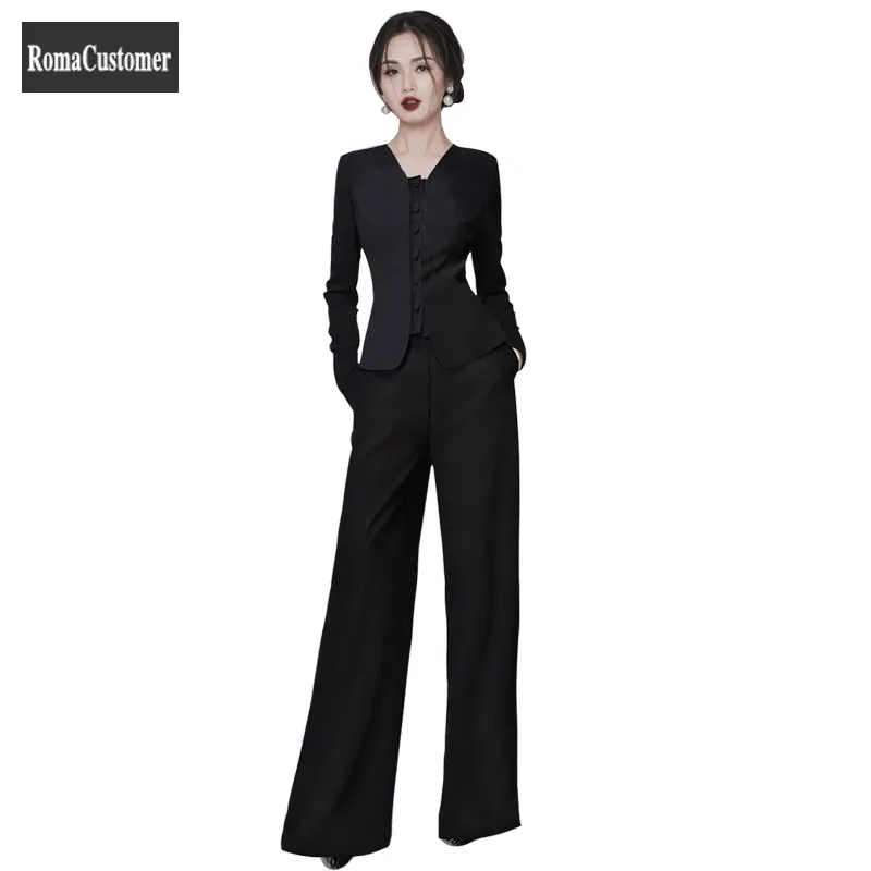 Fashion Elegant Sets Womens Spring New Slim Single Breasted Blouse Korean Version Trend High Waist Wide Leg Pants Two Piece Set
Fashion Elegant Sets Womens Spring New Slim Single Breasted Blouse Korean Version Trend High Waist Wide Leg Pants Two Piece Set