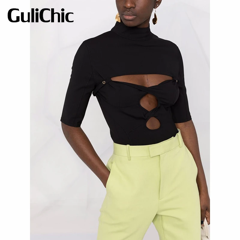 3.14 GuliChic Fashion Sexy Hollow Out Backless Tee Women Solid Color Half Sleeve Black T-Shirt
3.14 GuliChic Fashion Sexy Hollow Out Backless Tee Women Solid Color Half Sleeve Black T-Shirt