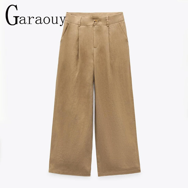 Garaouy Chic Women's Linen Pants 2022 Loose Full Length Ladies Trousers Casual High Waist Pleated Wide Pants For Female Mujer
Garaouy Chic Women's Linen Pants 2022 Loose Full Length Ladies Trousers Casual High Waist Pleated Wide Pants For Female Mujer