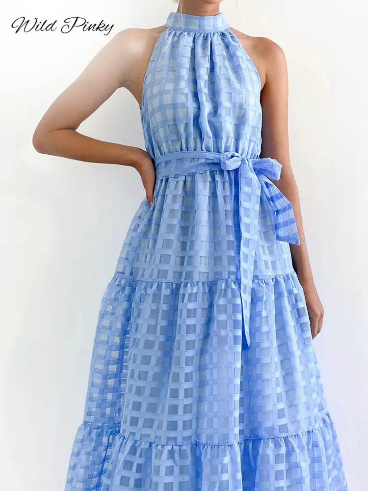 WildPinky Summer Long Maxi Dress Women 2023 Casual Sleeveless Halter Vintage Plaid Party Vestidos Tie Up Loose A-line Sundress
WildPinky Summer Long Maxi Dress Women 2023 Casual Sleeveless Halter Vintage Plaid Party Vestidos Tie Up Loose A-line Sundress