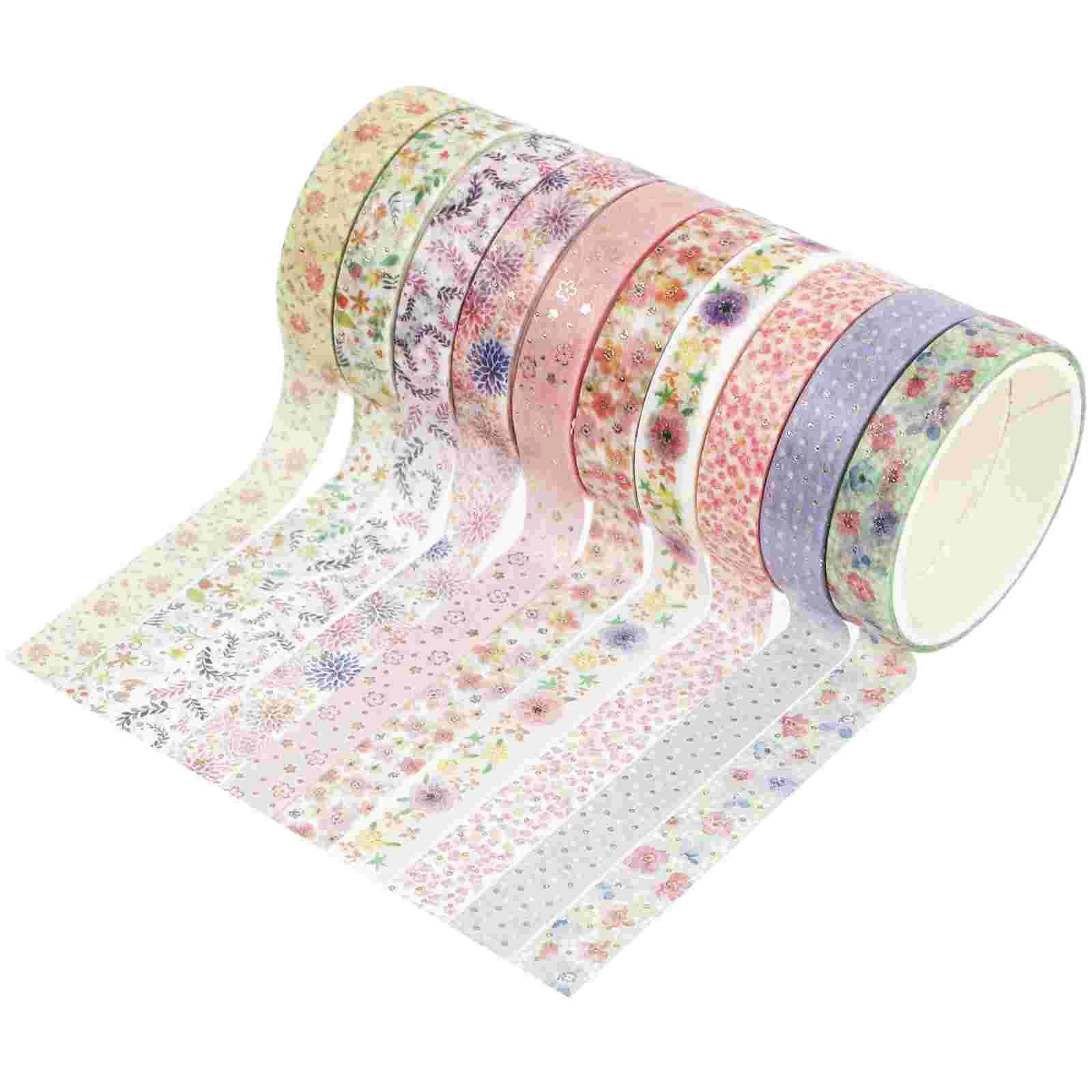 

10 рулонов, лента для горячего тиснения, декоративная Васи-лента, лента для ежедневника, подарок, тонкая Васи-лента, Цветочная Васи-лента, бумажная клейкая наклейка