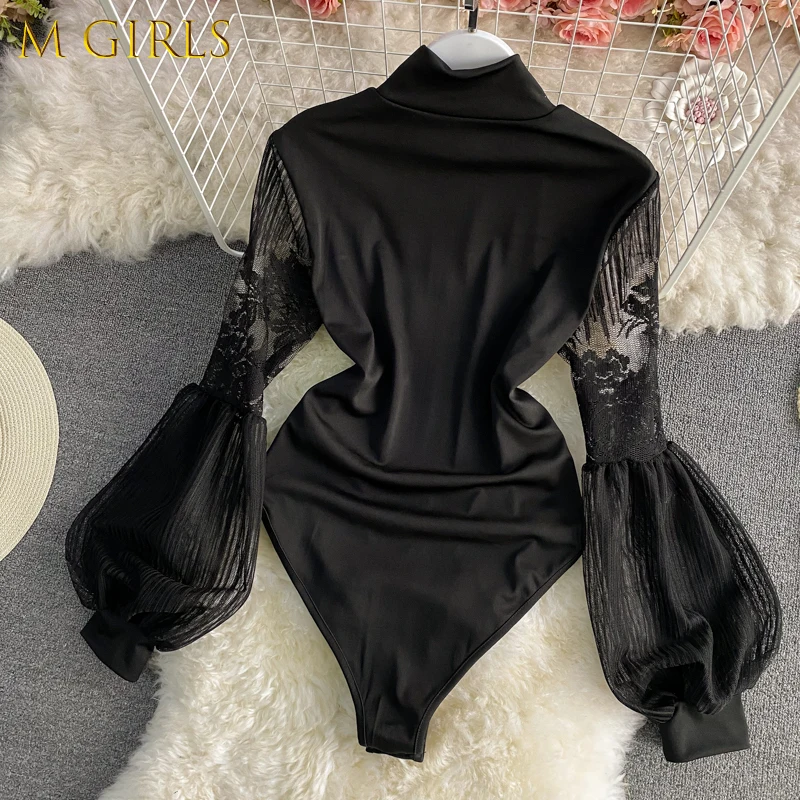 M GIRLS Salid Black Lace summer jumpsuit women High Collar High Sexy Club jump suit Hollow Out Lantern Sleeves overalls
M GIRLS Salid Black Lace summer jumpsuit women High Collar High Sexy Club jump suit Hollow Out Lantern Sleeves overalls