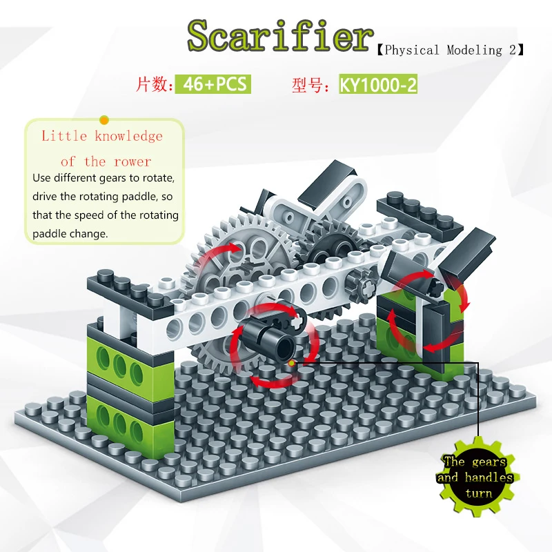 KAZI 1000-2 Mechanical Engineering Gear DIY Brick Education Series Movable pulley lever principles 3 shapes can be combined
KAZI 1000-2 Mechanical Engineering Gear DIY Brick Education Series Movable pulley lever principles 3 shapes can be combined