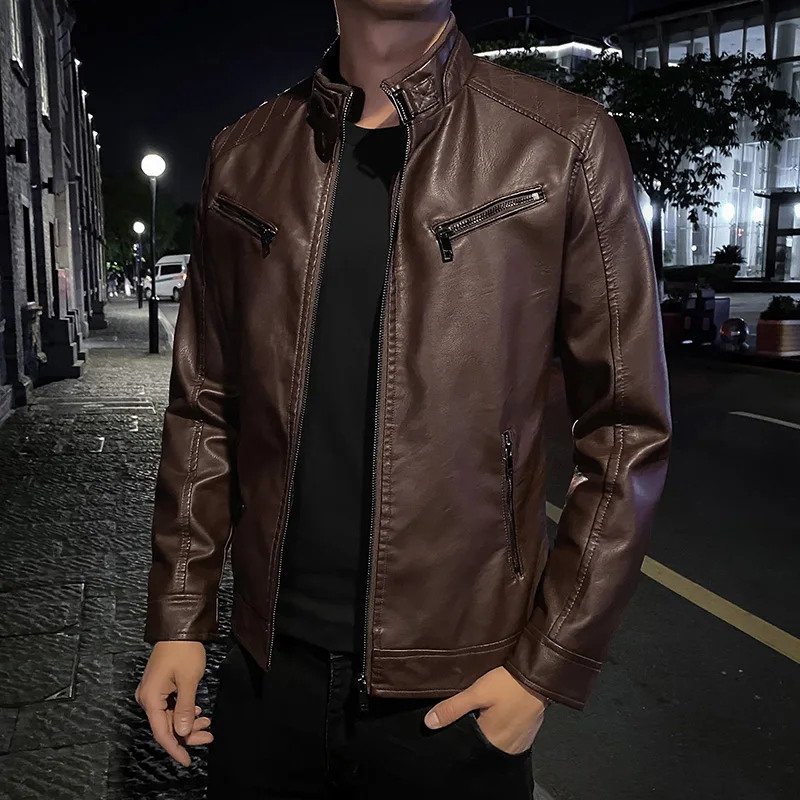 New styleMen's fine leather coat handsome spring and autumn Korean version slim trend handsome autumn and winter plus velvet cat
New styleMen's fine leather coat handsome spring and autumn Korean version slim trend handsome autumn and winter plus velvet cat