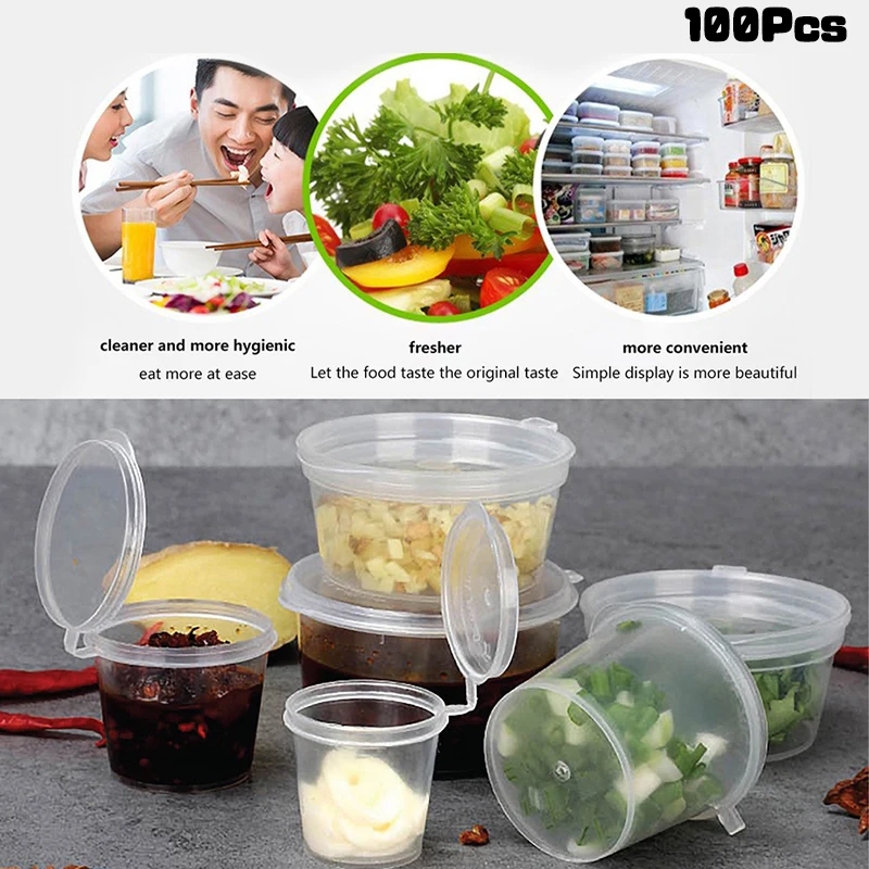 100Pcs Mini Plastic Packing Box 20-40ML Disposable Sauce Cup Round Clear Food Condiments Storage Container Box Kitchen Organizer
100Pcs Mini Plastic Packing Box 20-40ML Disposable Sauce Cup Round Clear Food Condiments Storage Container Box Kitchen Organizer