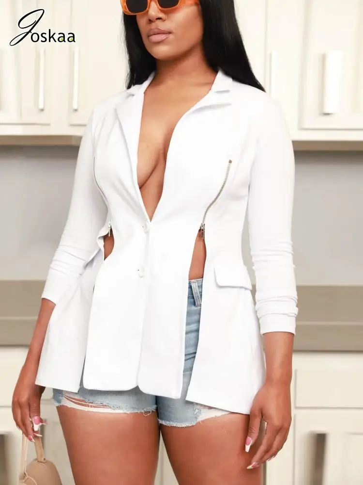 Joskaa Solid Lapel Long Sleeve Slim Suit Jacket Women Hipster Fashion Zipper Split Coat Fall 2023 Casual Outerwear Streetwear
Joskaa Solid Lapel Long Sleeve Slim Suit Jacket Women Hipster Fashion Zipper Split Coat Fall 2023 Casual Outerwear Streetwear