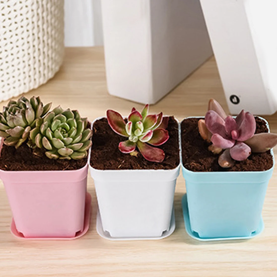 1PC Flower Pot With Tray Colorful Durable Plant Flower Pot Resin Gloss Planter Home Garden Balcony Decor
1PC Flower Pot With Tray Colorful Durable Plant Flower Pot Resin Gloss Planter Home Garden Balcony Decor