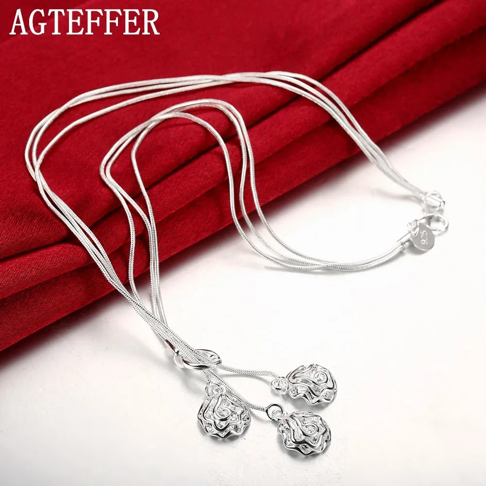 AGTEFFER 925 Sterling Silver Three Roses Flower Snake Necklace 18 Inches Chain Woman Wedding Engagement Fashion Jewelry Gift
AGTEFFER 925 Sterling Silver Three Roses Flower Snake Necklace 18 Inches Chain Woman Wedding Engagement Fashion Jewelry Gift
