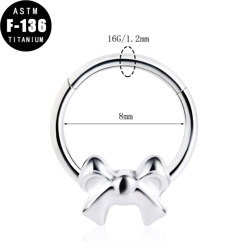 ASTM F136 Titanium Ear Piercing Jewelry Bowknot Shape Nose Ring for Women Hoop Hinged Segment Cartilage Tragus Helix Earring
ASTM F136 Titanium Ear Piercing Jewelry Bowknot Shape Nose Ring for Women Hoop Hinged Segment Cartilage Tragus Helix Earring