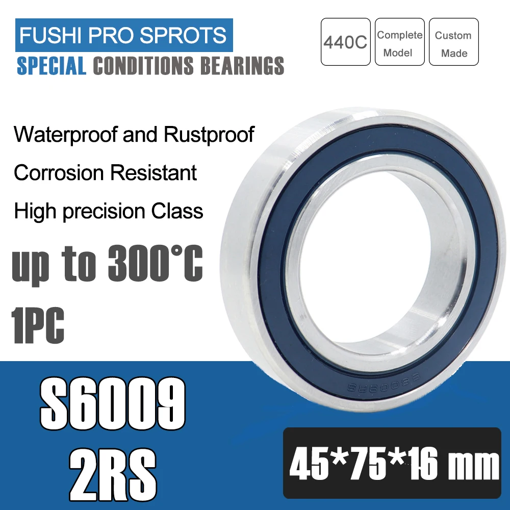 S6009RS Bearing 45*75*16 mm ( 1 PC ) ABEC-3 440C Stainless Steel S 6009RS Ball Bearings 6009 Stainless Steel Ball Bearing
S6009RS Bearing 45*75*16 mm ( 1 PC ) ABEC-3 440C Stainless Steel S 6009RS Ball Bearings 6009 Stainless Steel Ball Bearing