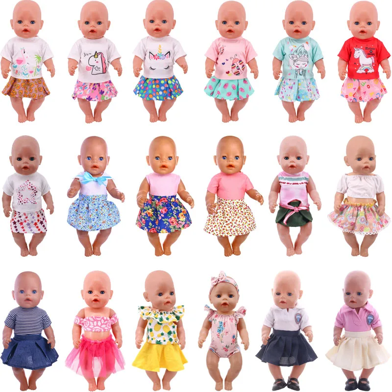 

2PCS=T-shirt + Skirt Suit For 43cm Born Baby Doll Clothes17 Inch Reborn Doll Accessories,Christmas Girl Gift(only sell clothes)
