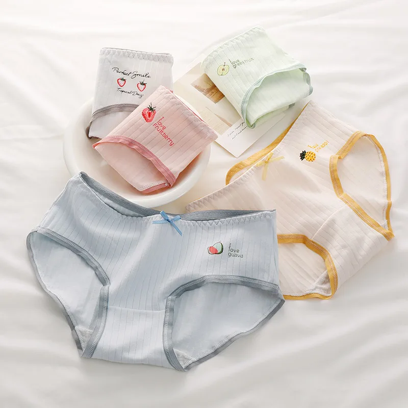 Cute Bow Women's Underwear Mid Waist Panties Cotton Crotch Antibacterial Briefs Colorful Fruit Stripes Female Lingerie
Cute Bow Women's Underwear Mid Waist Panties Cotton Crotch Antibacterial Briefs Colorful Fruit Stripes Female Lingerie
