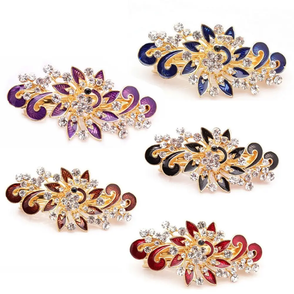 

Women Colorful Peacock Hairpin Shinning Crystal Hair Clip Glitter Rhinestones Barrette Hair Jewelry Headwear Hair Accessories