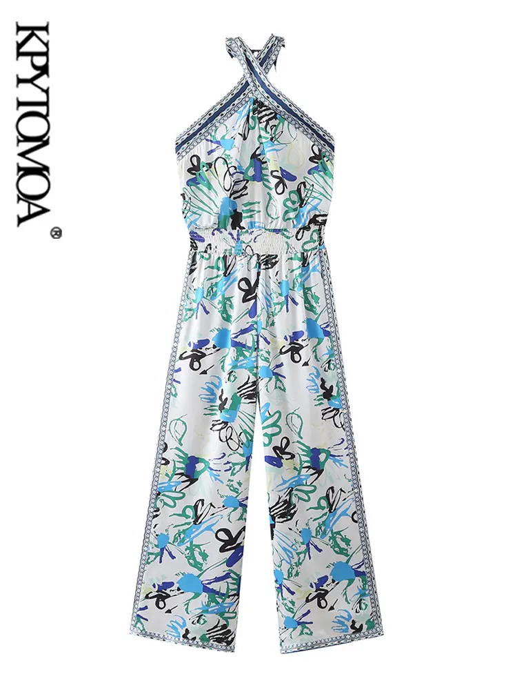 KPYTOMOA Women Fashion With Halter Neck Printed Jumpsuits Vintage Backless Elastic Waist Female Playsuits Mujer
KPYTOMOA Women Fashion With Halter Neck Printed Jumpsuits Vintage Backless Elastic Waist Female Playsuits Mujer