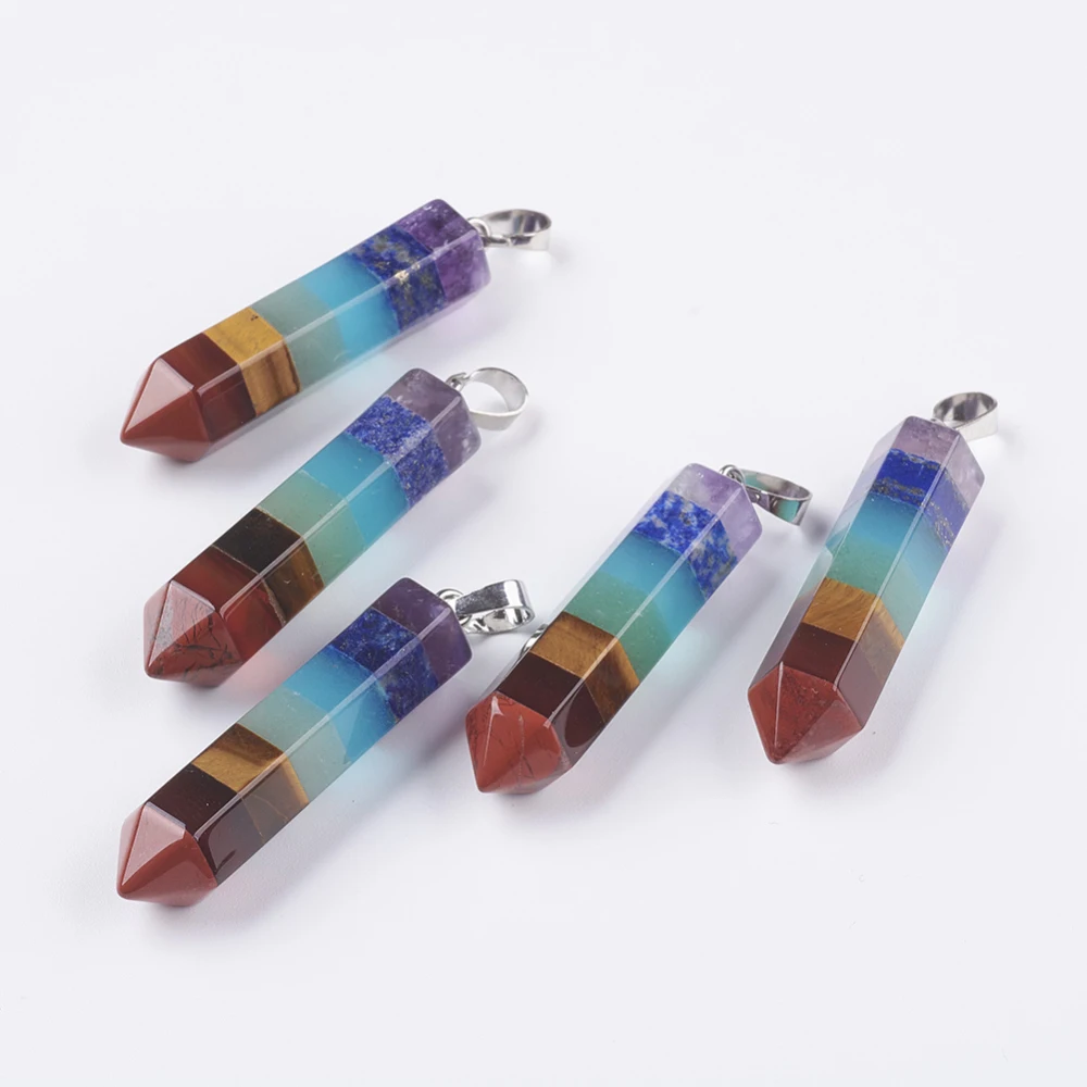 5pcs Natural Mixed Gemstone Pendants Pointed Pendants with Brass Findings Bullet Platinum Faceted 51x10x11mm Hole: 4x4mm
5pcs Natural Mixed Gemstone Pendants Pointed Pendants with Brass Findings Bullet Platinum Faceted 51x10x11mm Hole: 4x4mm