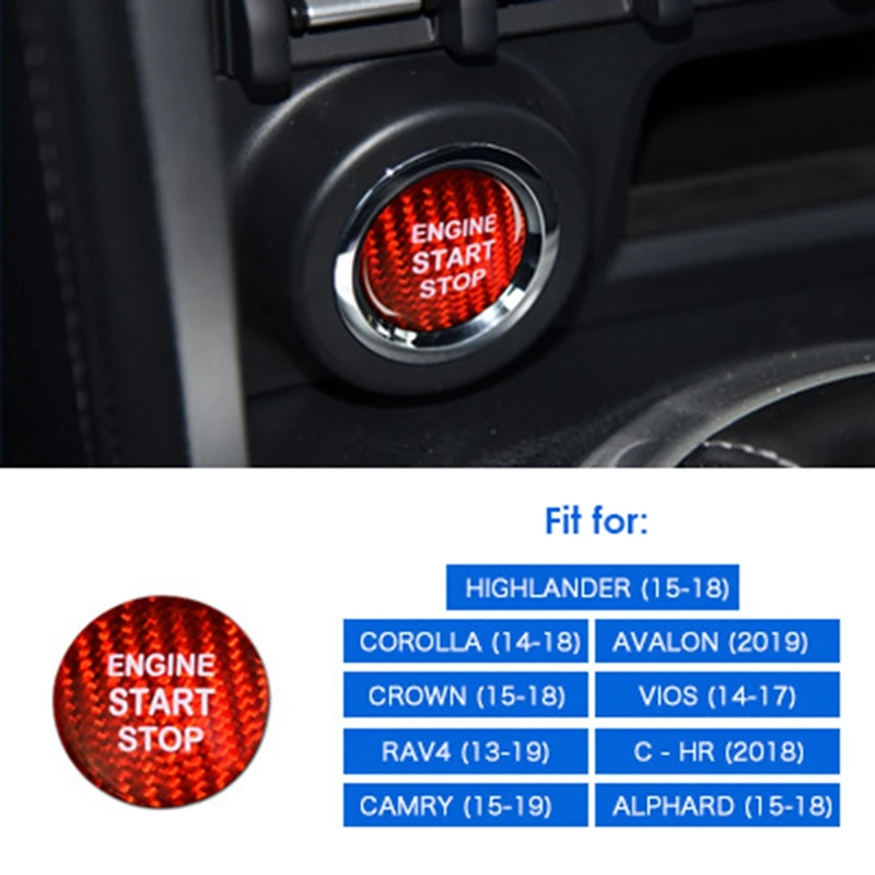 Carbon Fiber Red Interior Engine Start Stop Push Button Cover Cap Trim for Toyota 86 Corolla RAV4 Camry CHR
Carbon Fiber Red Interior Engine Start Stop Push Button Cover Cap Trim for Toyota 86 Corolla RAV4 Camry CHR