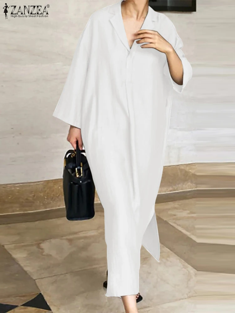 ZANZEA Women Fashion Dress Long Sleeve Lapel Neck Solid Color Vestidos Hem Split Robe Elegant Causal Vintage Work Sundress 2022
ZANZEA Women Fashion Dress Long Sleeve Lapel Neck Solid Color Vestidos Hem Split Robe Elegant Causal Vintage Work Sundress 2022