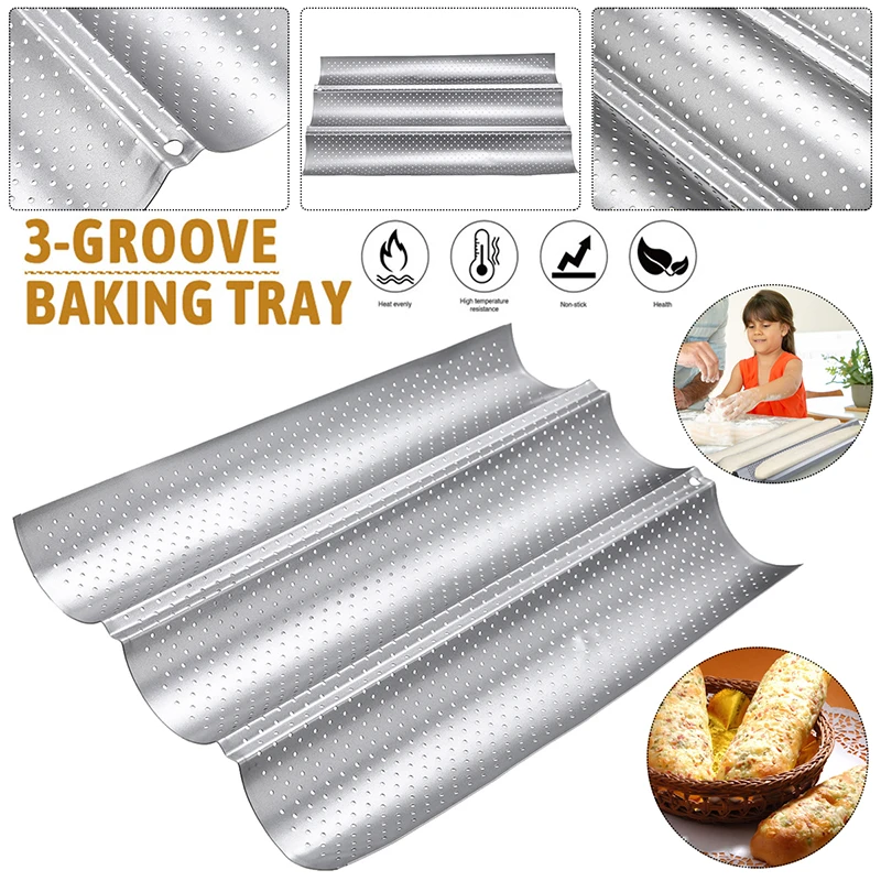 3 Slots Sheet Baguette Baking Tray Kitchen DIY Bread Mold Bakeware Tool French Stick Baking Pan Anti-stick Carbon Steel Coating
3 Slots Sheet Baguette Baking Tray Kitchen DIY Bread Mold Bakeware Tool French Stick Baking Pan Anti-stick Carbon Steel Coating
