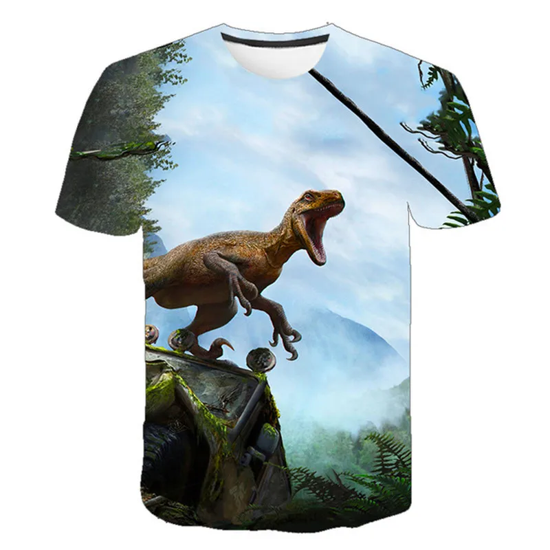 Весна-лето 2022 Детская футболка с рисунком динозавра футболки короткими рукавами