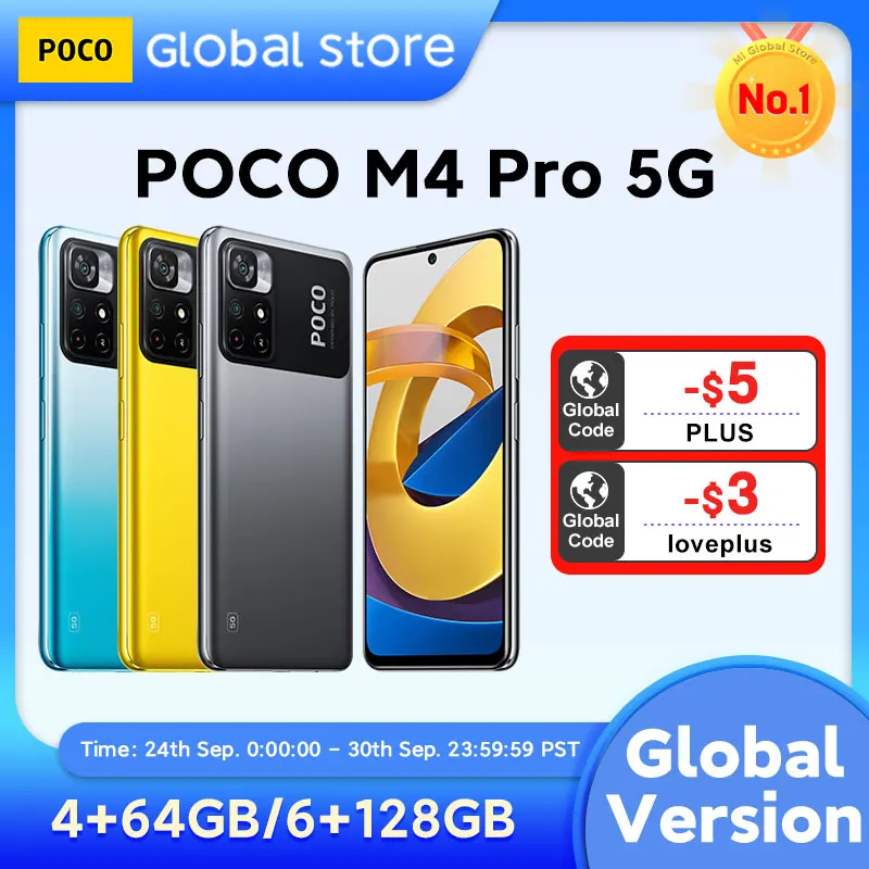 Глобальная версия смартфона POCO M4 Pro 5G NFC 4 Гб 64 Гб/6 ГБ 128 Dimensity 810 6 дюйма 90 Гц FHD + Dot