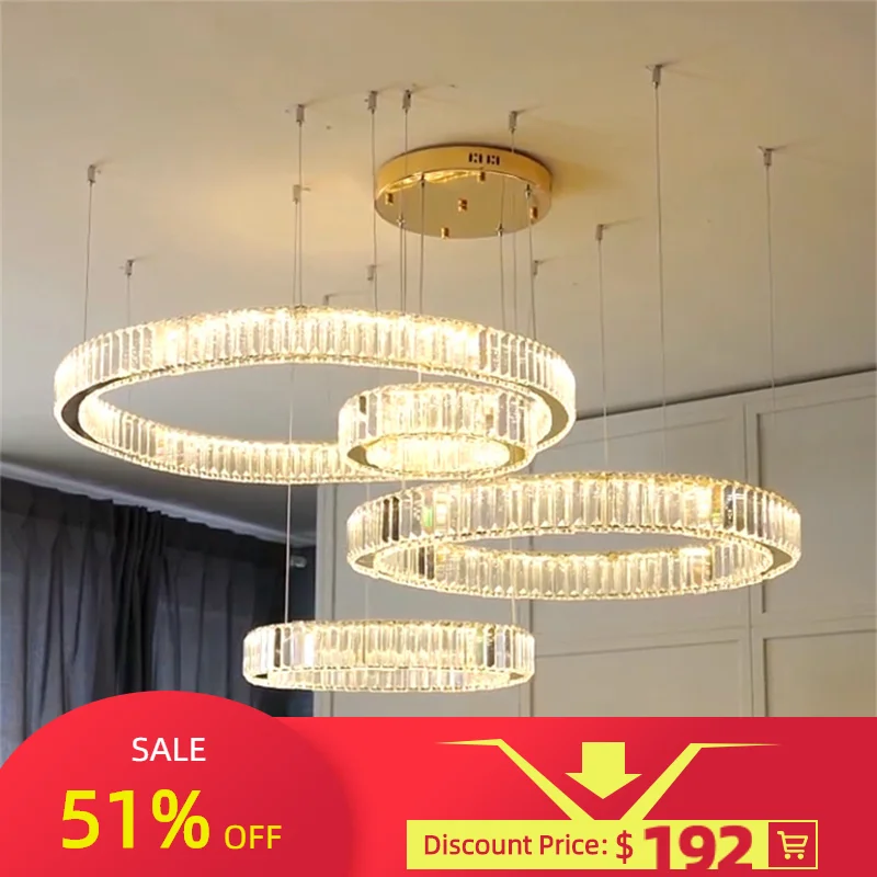 Modern Luxury Crystal Led Chandelier Circle rings Chandelier Living Room Decoration Suspend Lamparas Fixtures For Villa Stair 
Modern Luxury Crystal Led Chandelier Circle rings Chandelier Living Room Decoration Suspend Lamparas Fixtures For Villa Stair