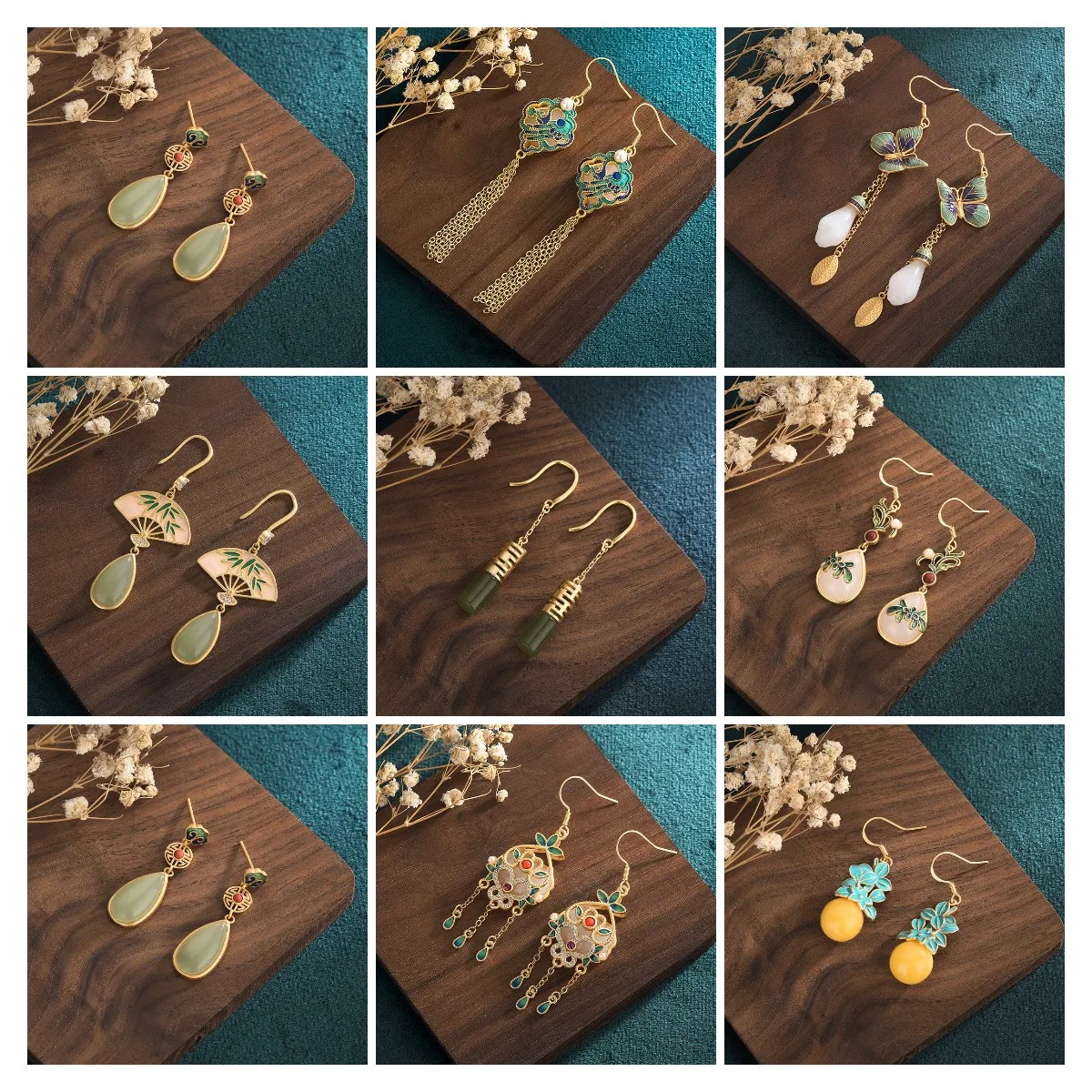 1 Pair Chinese Classical Vintage Dangle Earrings for Women Magnolia Flower Natural Stone Hetian Jade Enamel Painted Jewelry New
1 Pair Chinese Classical Vintage Dangle Earrings for Women Magnolia Flower Natural Stone Hetian Jade Enamel Painted Jewelry New