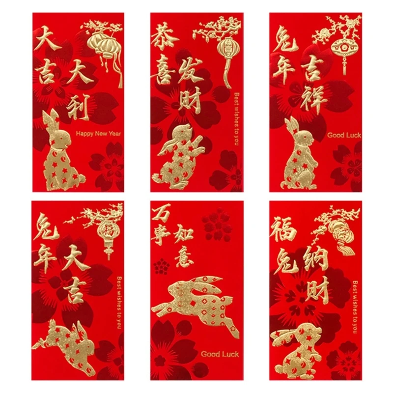 6 шт. красных конвертов, новогодний бронзирующий Банни Hongbao, карманный пакет-конверт на удачу
6 шт. красных конвертов, новогодний бронзирующий Банни Hongbao, карманный пакет-конверт на удачу