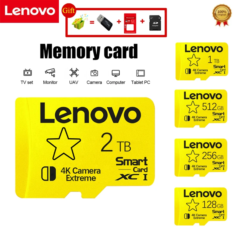 

Lenovo 2TB A2 Micro TF SD Class10 1TB 512GB 256GB Flash Memory Card Waterproof SD Card 128GB For Kodak Nintendo Switch Give Gift