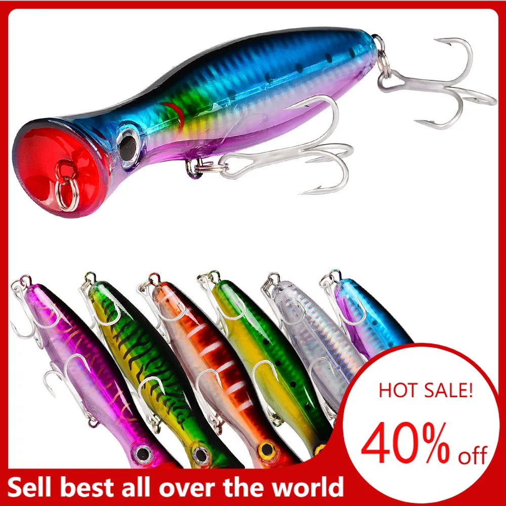 1pc Popper Fishing Lure 43G 13CM Hard Bait Artificial Topwater Bass Trout Pike Wobbler Fishing Tackle with 2 Treble Hooks
1pc Popper Fishing Lure 43G 13CM Hard Bait Artificial Topwater Bass Trout Pike Wobbler Fishing Tackle with 2 Treble Hooks