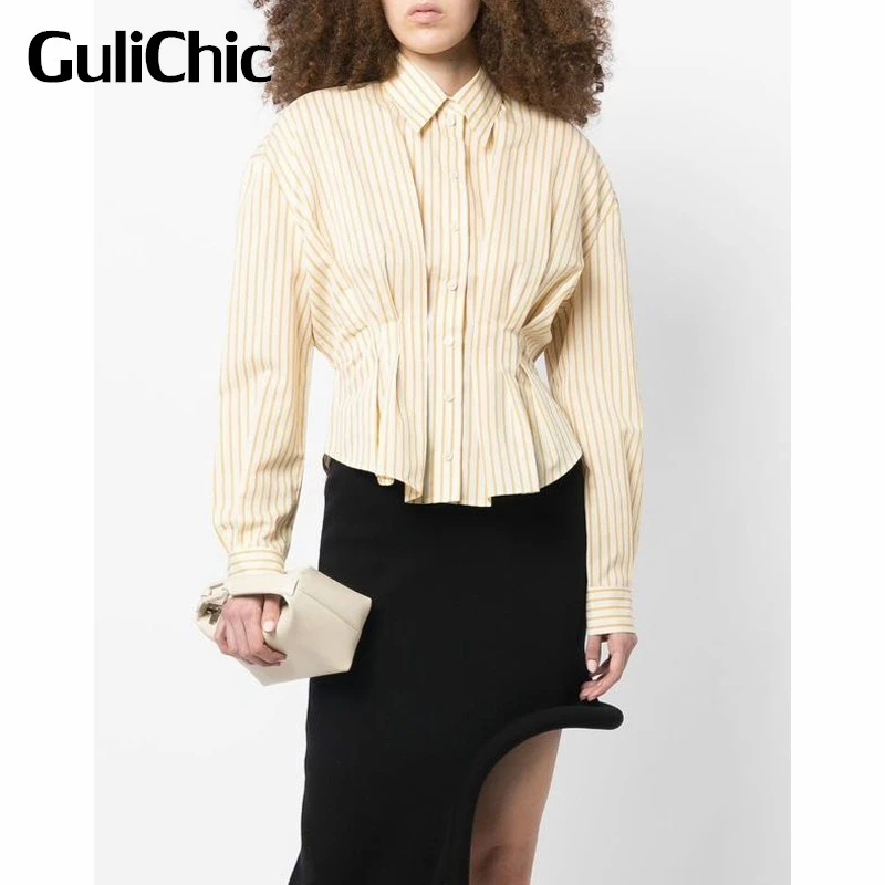11.5 GuliChic Women Temperament Turn Down Collar Puff Sleeve Single Breasted Pleated Design Slim Shirt
11.5 GuliChic Women Temperament Turn Down Collar Puff Sleeve Single Breasted Pleated Design Slim Shirt