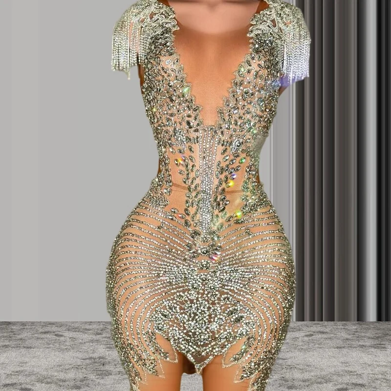 Icy Diamond Short Prom Formal Dresses Sparkly Luxury Crystal Beaded Sheer Mesh Mini Birthday Party Gown for Black Girl
Icy Diamond Short Prom Formal Dresses Sparkly Luxury Crystal Beaded Sheer Mesh Mini Birthday Party Gown for Black Girl